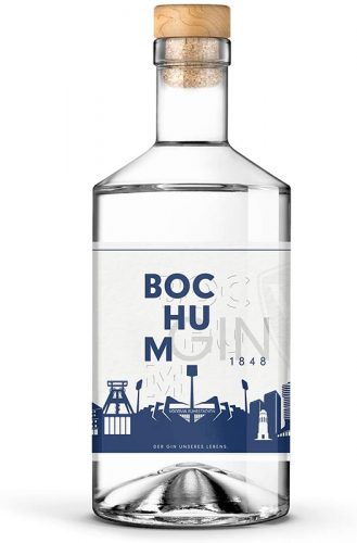 Die Bochumer Skyline und das Design zeigen: "Es ist der Bochum Gin 1848".