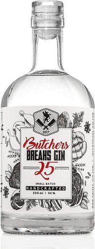 breaks-butchers-25-gin Butchers Breaks Gin, der mit den gleichen 25 Botanicals hergestellt wird, die Heiko Brath auch in seiner Wurst verarbeitet.