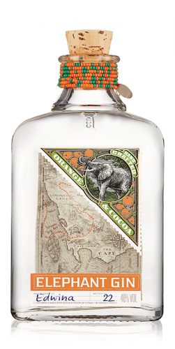 Hand Crafted Elephant Gin mit den Botanicals, Orange und Kakao.