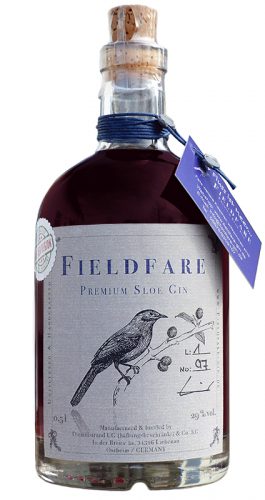Der Fieldfare Premium Sloe Gin ist ein Schlehen-Gin mit 28.5% vol. Alkohol,