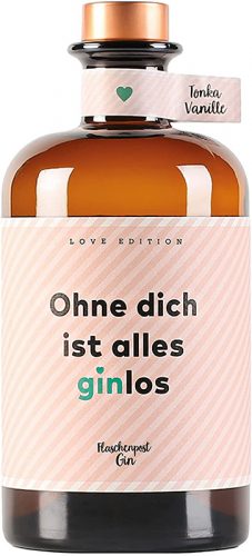 Handmade Gin von Flaschenpost, mit einem Hauch von Vanillenote und Tonkabohnen.