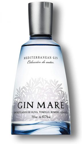 Blauweiß wie der Himmel und das Meer, verziert mit Sträuchern erinnern die elegante Flasche an die Region des Mittelmeers.