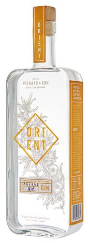 Eine außergewöhnliche Flasche mit hochwertigem On-Print, hergestellt von Pienaar & Son Distillery in Kapstadt.