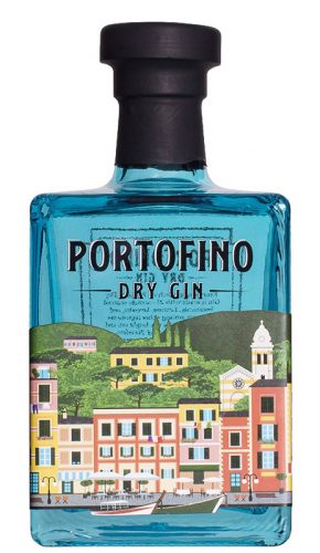 Die Flasche mit 43% vol. ist so blau wie das Meer, bemalt mit dem wunderschönen Häuserpanorama des kleinen Fischerdorfes.