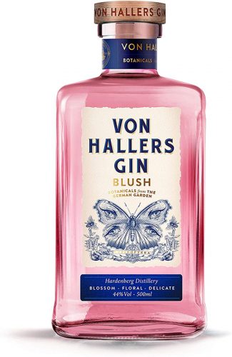 Von Hallers Blush ist ein blumiger Gin mit 44% Alkoholgehalt.